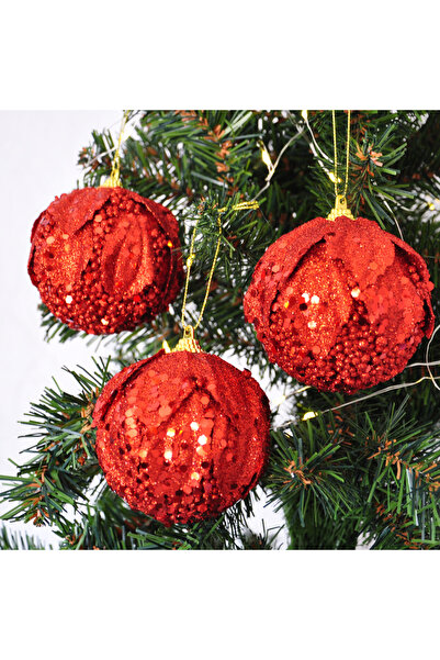 EXİZTİCARET 8cm Christmas Tree Decoration Ball 3-Piece Pvc Box - Model 5