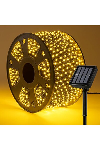 EMATTEIRO Instalație de Crăciun cu Încărcare Solară, Tip Rolă, 50 m, pentru Interior/Exterior, Alb Cald