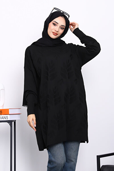İmajButik Black Cold Thread Mercerized Knitwear Tunic