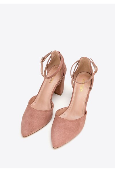 Wittchen Women's Pumps made of -suede with a block heel, dusty pink, dusty pi...