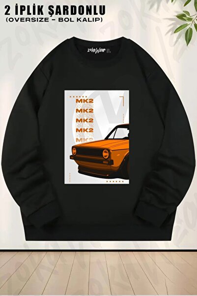 ZOKAWEAR Φούτερ Unisex Volkswagen Golf Mk2 με τύπωμα oversized με λαιμόκοψη