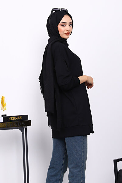 İmajButik Modal Tunic with Black Collar Detail