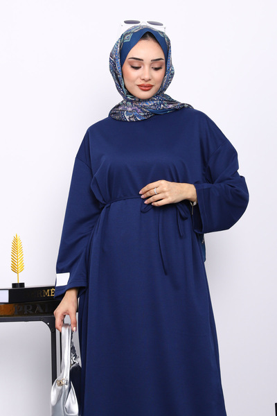 İmajButik Μπλε ναυτικό φόρεμα με δύο κλωστές Modal