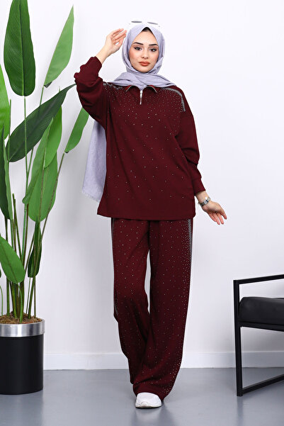 İmajButik Σετ παντελόνι με φερμουάρ και πέτο από πέτρα από δαμάσκηνο