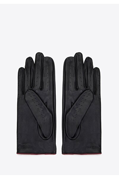 Wittchen Women's Leather Driving Gloves with Decorative Trim, Black, Leather