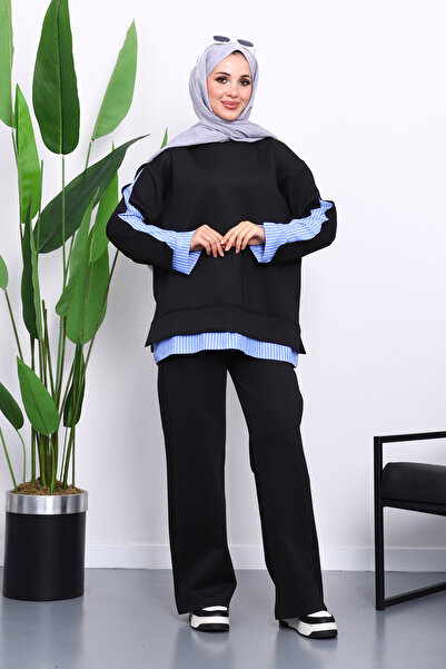 İmajButik Black Shirt Paneled Scuba Suit