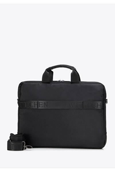 Wittchen Men's 15.6" Laptop Bag with Shiny Insert, Black Polyester