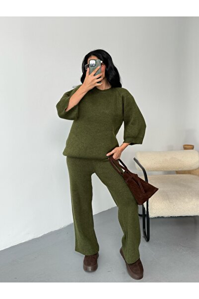 LB Laluna Butik Women's Soft Textured Sweater Pants Knitwear Set