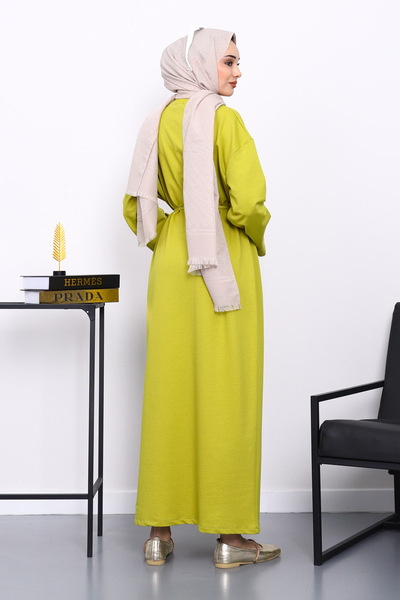 İmajButik Oil Green Two Thread Modal Dress