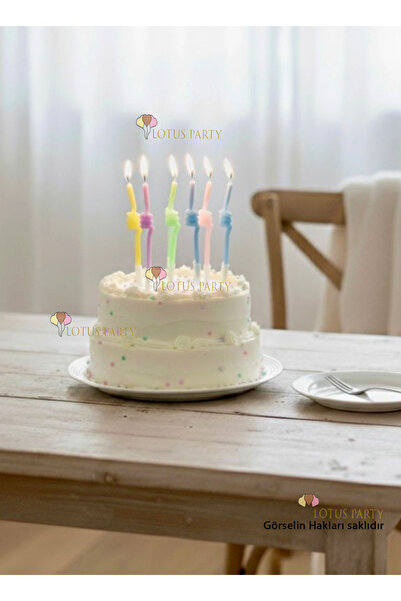 LOTUS PARTY Makaron Renk Kıvrımlı Pasta Mumu - Kıvrımlı Duğum günü Pasta Mumu...