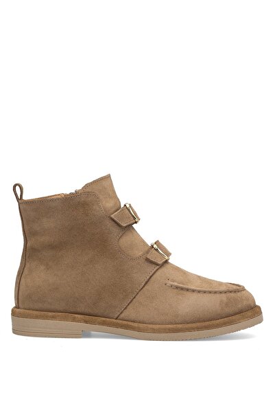 Ayakkabı Fuarı Elit Zafira Women's Genuine Suede Leather Flat Boots Camel