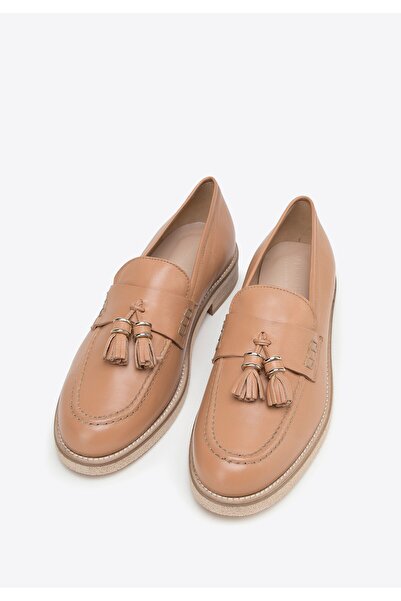 Wittchen Women's Leather Loafers with Tassels, Beige, Leather