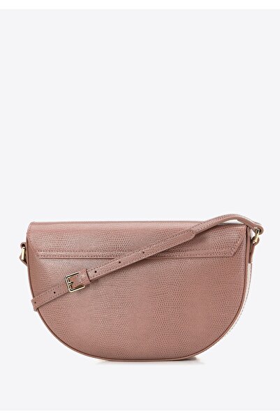 Wittchen Women's saddle bag made of lizard-textured leather, pink, leather