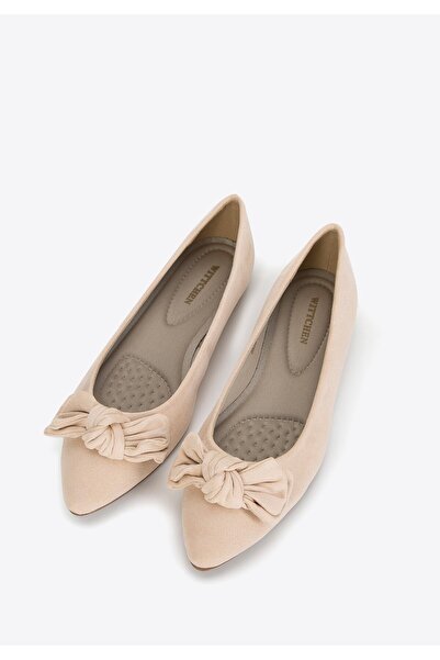 Wittchen Women's ballet flats made of -suede with a bow, light beige, light b...