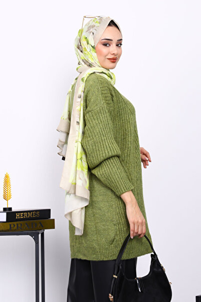 İmajButik Green Crew Neck Knitwear Sweater