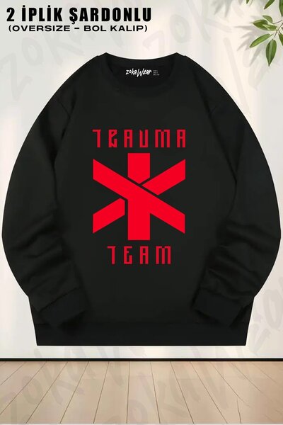 ZOKAWEAR Unisex Cyberpunk Trauma Team Printed Oversized Crew Neck Sweatshirt