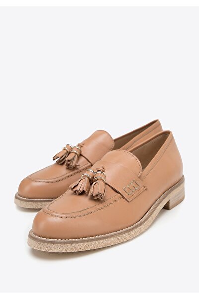 Wittchen Women's Leather Loafers with Tassels, Beige, Leather