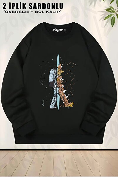 ZOKAWEAR Унісекс космічний телепорт з принтом вовка Oversize велосипедна кофта з коміром