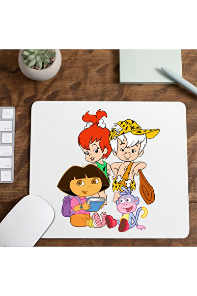 OEM Mousepad Dora the Explorer Familia Flintstone Bam Bam Bebelusi