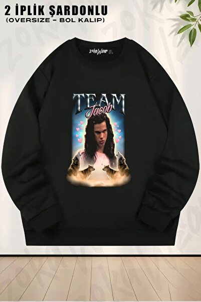 ZOKAWEAR Unisex Team Jacob Cursed Fan Collage cu imprimeu supradimensionat gu...