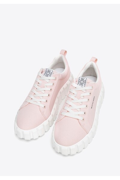 Wittchen Teniși roz cu platformă pentru femei, material textil roz