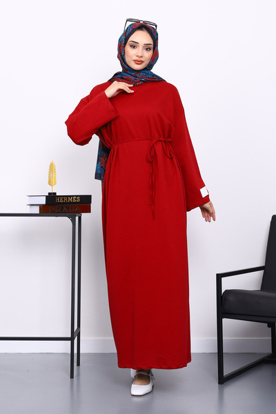 İmajButik Bordo İki İplik Modal Elbise