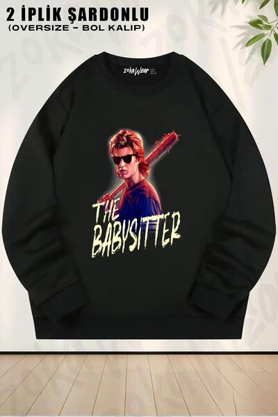 ZOKAWEAR Pulover unisex Stranger Things Steve cu imprimeu supradimensionat, g...