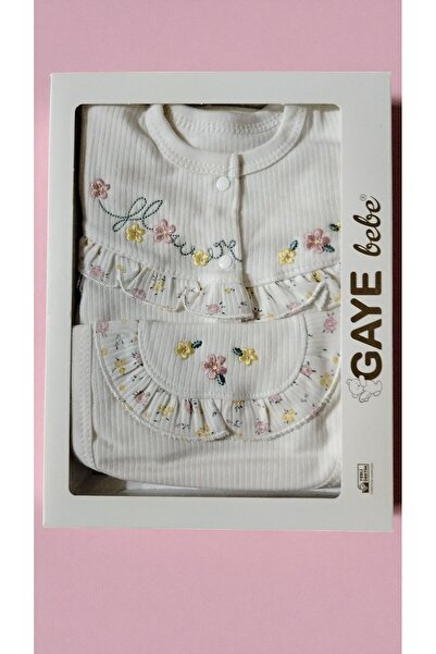 Gaye 0-3 Months Baby Girl Colorful Flower Embroidered 100% Cotton Set of 5