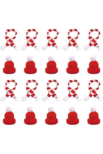 DELPI Set 20 accesorii - căciulă și eșarfă, alb/roșu