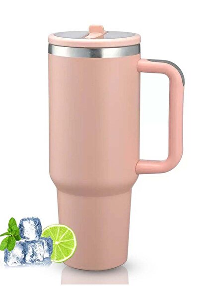 Generic 40 oz Water Bottle with Handle and Flip Straw - Fits in Cup Holder, Leak Resistant 40oz Tumbler Lea