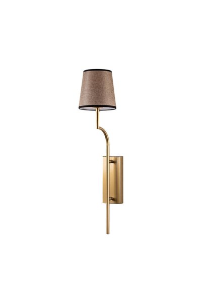 MOİRA Lumora Modern Conical Fabric Lampshade Sconce Light Brown Gold Body, Luxury Wall Lamp Lumora-15334