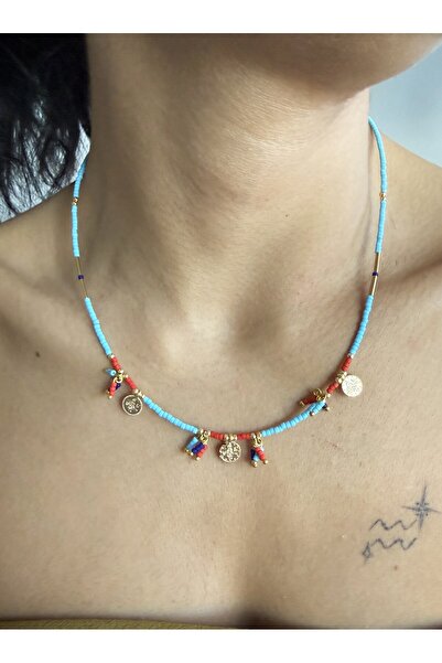 dela otantik Otantik Renkli Boncuklu El Yapımı Osmanlı Kadın Kolye – Boho Etn...