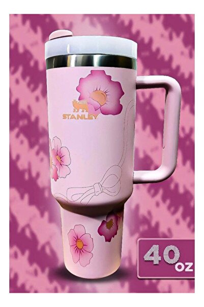 Generic كوب سفر من الفولاذ المقاوم للصدأ من Stanley Stanley x Barbie بسعة 40 أونصة مع حزام قابل لإعادة الاستخدام، إصدار محدود