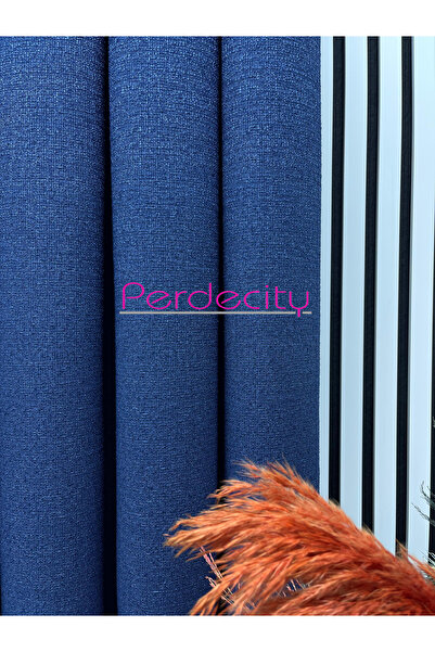 PERDECITY Bohemian Style Linen Gizia Dark Blue Background Curtain (Single Panel) No Ironing Needed Heavy Weight Suitable for Any Room
