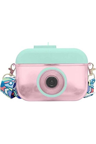 Generic Twisoo Twisoo Camera Shape Plastic Water Bottle, Leak-Proof Sports Travel Cup with Straw & Strap, 4