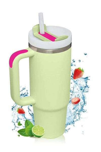 Generic ROEIEIS 40oz Insulated Travel Mug Tumbler with Handle and Straw,Stainless Steel Double Wall Vacuum