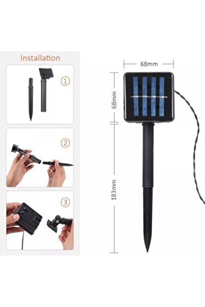 EMATTEIRO Instalație de Crăciun cu Încărcare Solară, 50m, 8 Jocuri de Lumină, pentru Exterior, Alb Cald