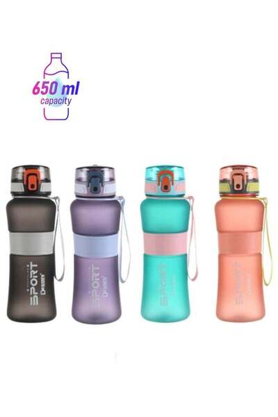 Generic DESSINI Water Bottle with Skid Free Sleeve Non-Toxic BPA Free - 650ml, Green