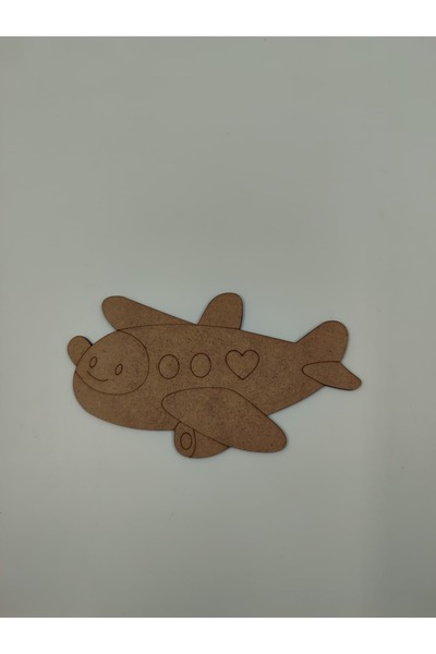WOODIVA AHŞAP 1 Adet Uçak Ahşap Boyama Okul Etkinlik Aktivite Sanat 15 Cm X 9 Cm