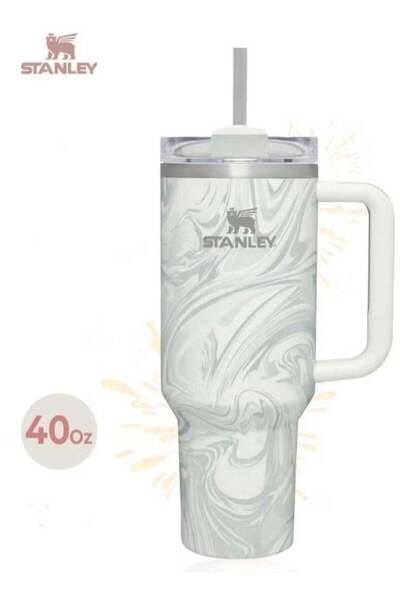 Generic Stanley Stanley Quencher H2.0 FlowState 40oz Vacuum Insulated Tumbler â€“ Rose Quartz Swirl Travel