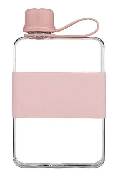 Generic SYOSI Flat Water Bottle, Slim Travel Bottle with Silicone Grip and Carry Strap Space Saving Transpa