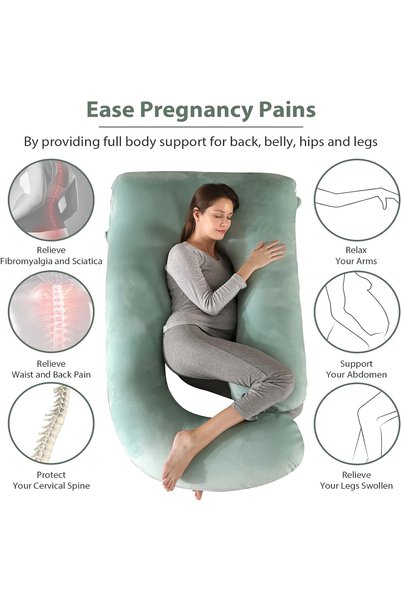 VTERLY Pregnancy Pillows, 180cm Long Maternity Pillows, U-Shape Full Body Pillow, Cooling Cover
