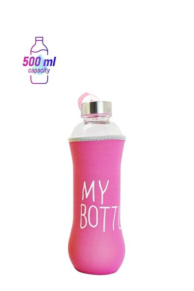 Generic Cuisine Art Borosilicate Glass Water Bottle Pink 500ml