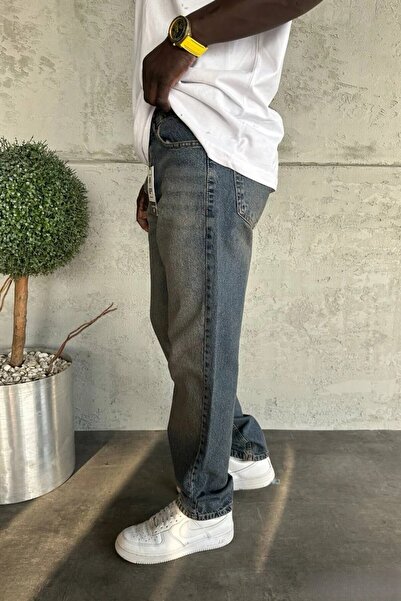 MADZEYMODA Men's Baggy Fit Blue Denim Jean Trousers Ke-935
