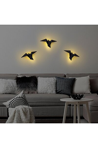 MOİRA Kuş Figür Modern Küçük Boy Led'li Aplik Siyah, Duvar Led Aydınlatma 3000K Sarı Işık PACALI-13500-M