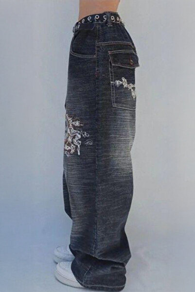 Karakedi Black Washed P Patchli Vintage Baggy Y2K Pants
