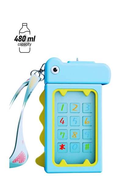 Generic Twisoo Twisoo Dino Design Water Bottle for Kids, Leak-Proof Tritan Bottle with Strap, BPA-Free, Non