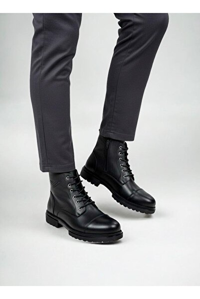 Taşpınar Ayakkabı Taşpınar 100% Genuine Leather Men's Casual Winter Non-Slip Sole Comfortable Lace-Up & Zippered Classic Boots 40-44