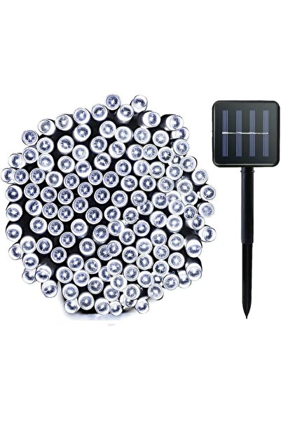 EMATTEIRO Instalație de Crăciun cu Încărcare Solară, 50m, 8 Jocuri de Lumină, pentru Exterior, Alb Rece