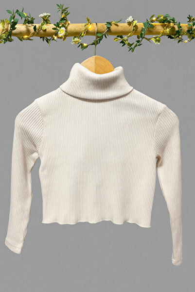 SANORA Kadın Krem Boğazlı Fit Ribana Triko Bluz